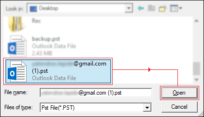 Select the PST file