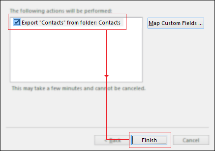 Export Contacts from folder