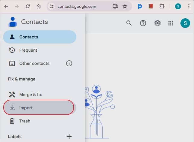 Click on the menu bar on the left