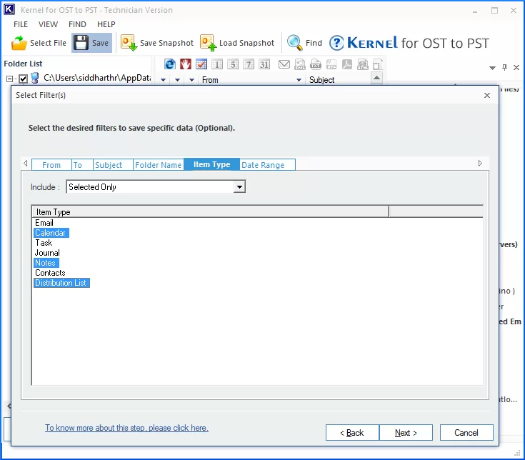 Apply mailbox data filters as per your requirements