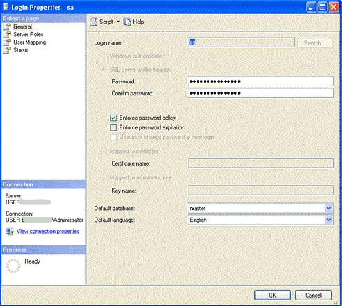 System Administrator Properties window will get opened