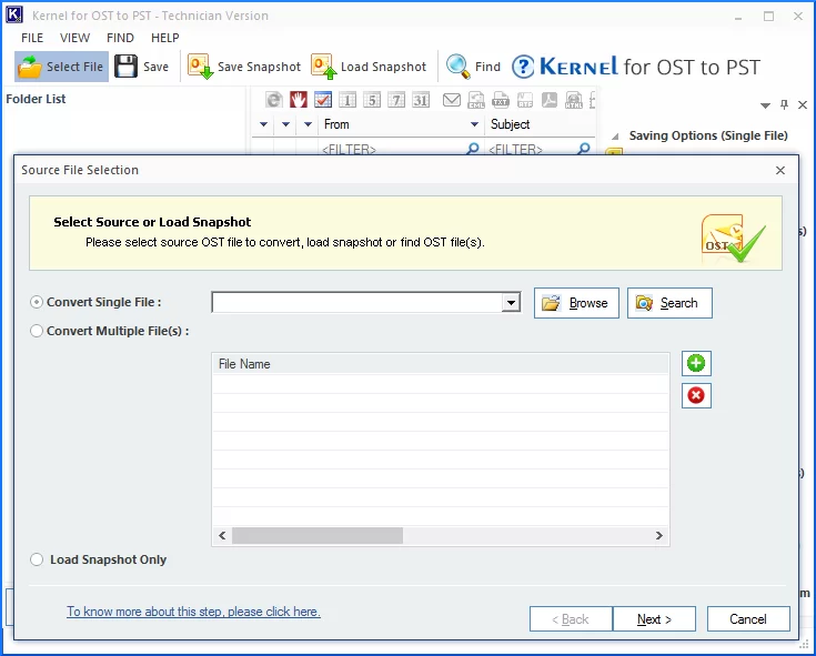 Run the software and click on the Browse button and select the OST file