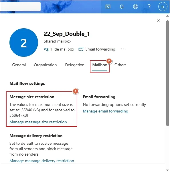 Check the message size restriction