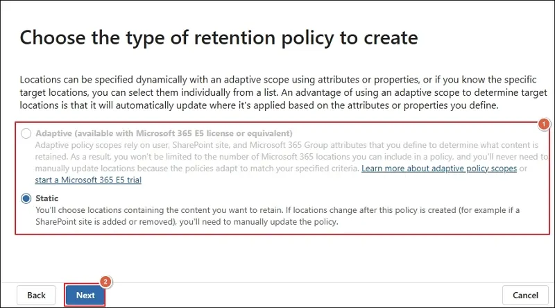  Choose Adaptive or Static type and tap next