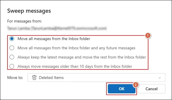 Choose the applicable option and click OK