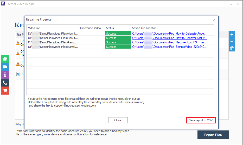 Save Report to CSV 