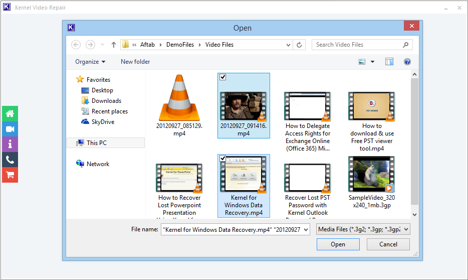 Select video files