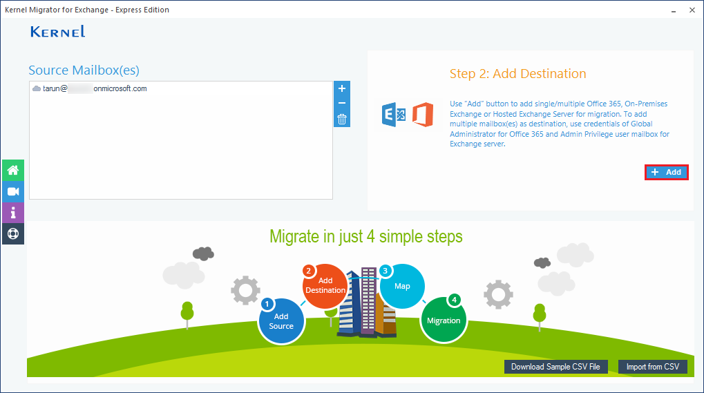 Add destination section