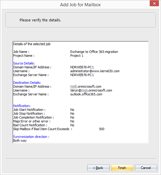 Verify the summary of the migration