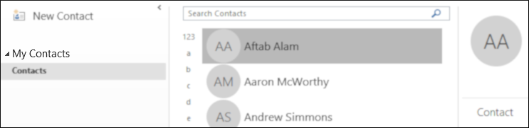 Outlook Contacts on a Windows PC