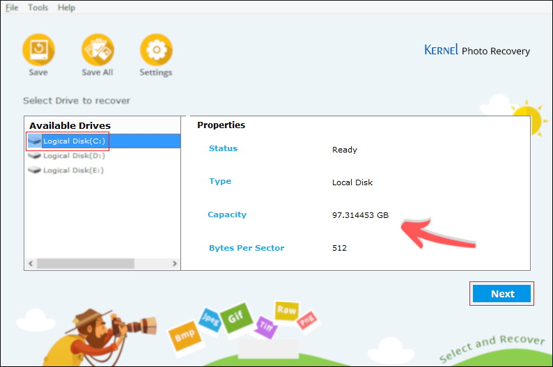 Confirm the drive or storage media you selected
