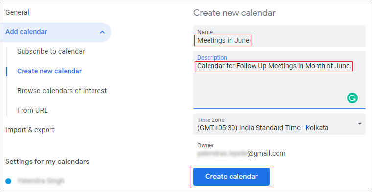 configure the calendar settings