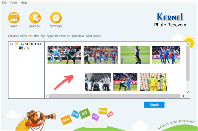 the software will display all the found photos