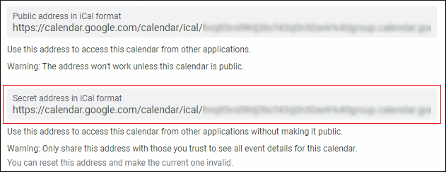 select address in iCal format