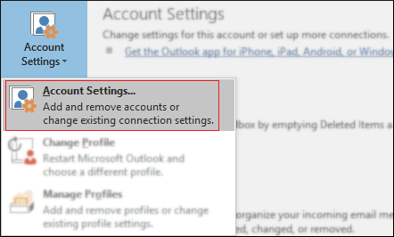 choose option in Account setting