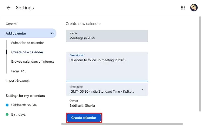 Create Calendar and Click