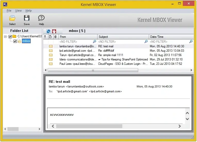 view your mbox file