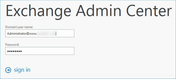 Login to Exchange Admin Center