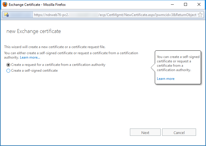 create a request for a certificate from a certification authority