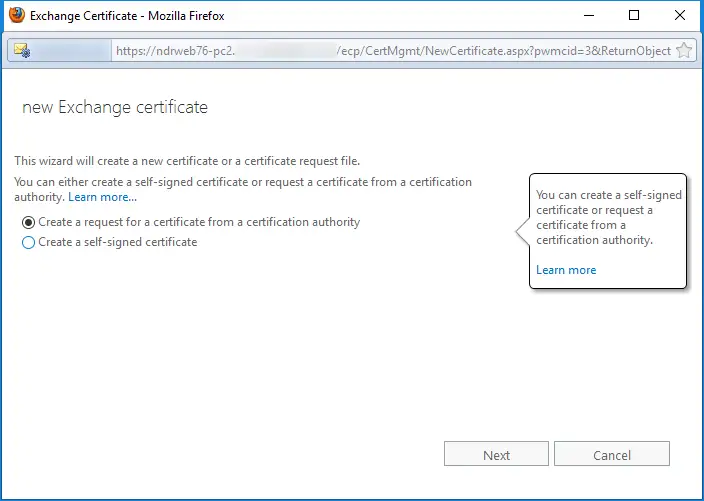 create a request for a certificate from a certification authority