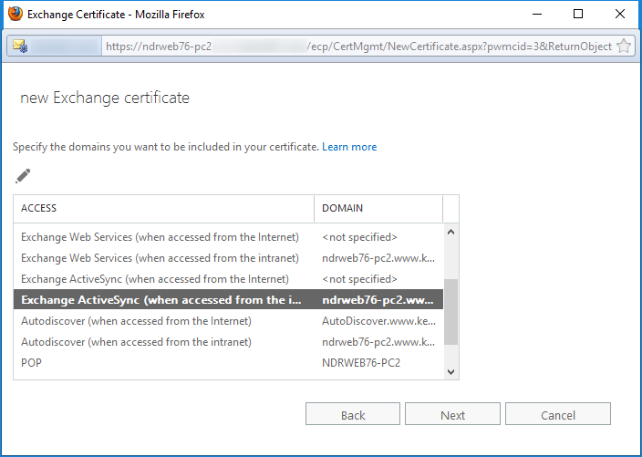 Choose the internal and external hostnames