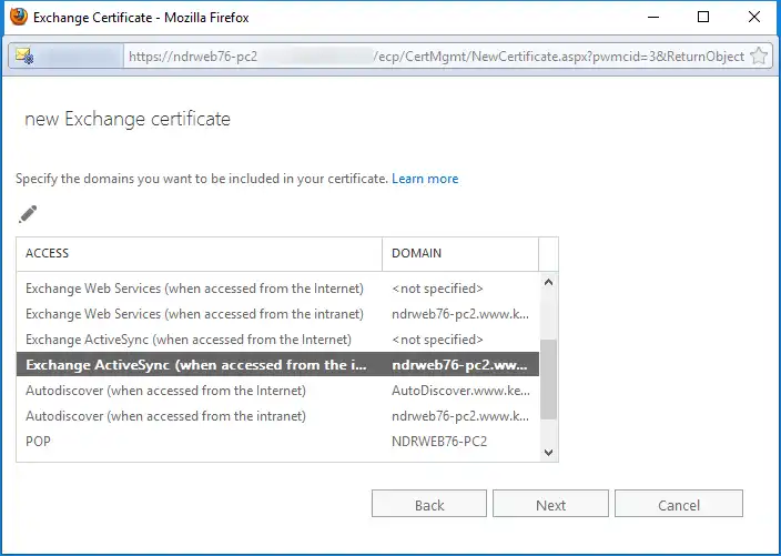 Choose the internal and external hostnames