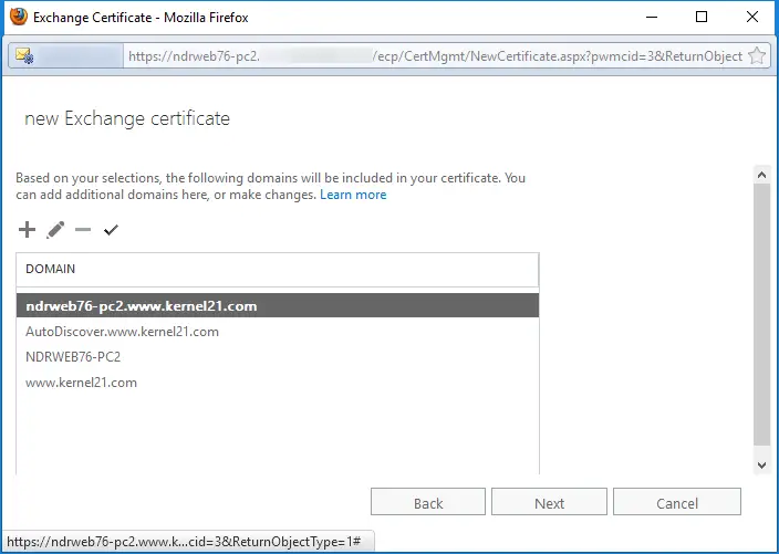 Domain which it will include in the certificate
