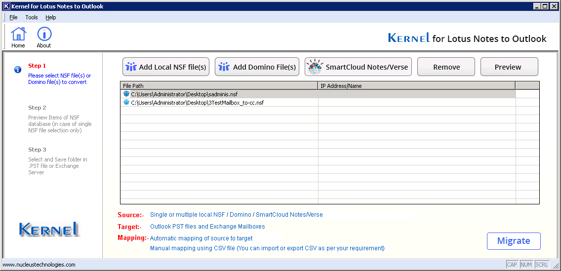 Click on migrate button to start migration process