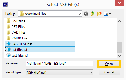 Select NSF files to Migrate