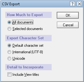 Export Character Set and Detail to Incorporate