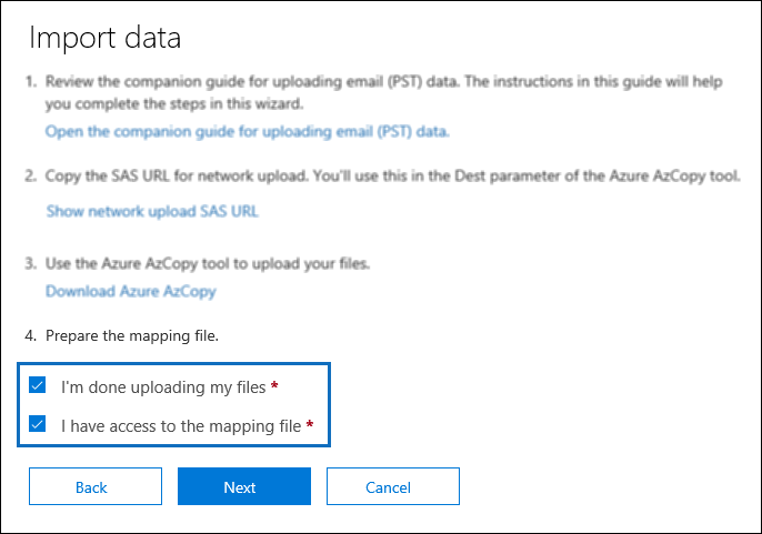 PST Import job in Office 365