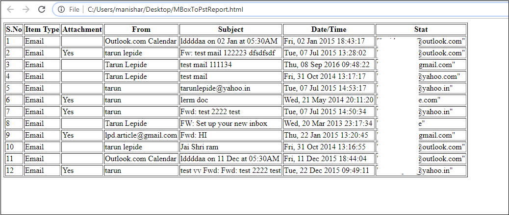 Save HTML file with details