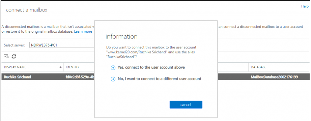 How to reconnect a disconnected mailbox in Exchange Server?