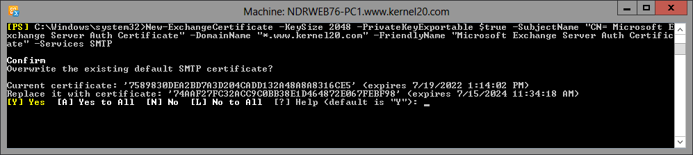 Microsoft Exchange Server Auth Certificate