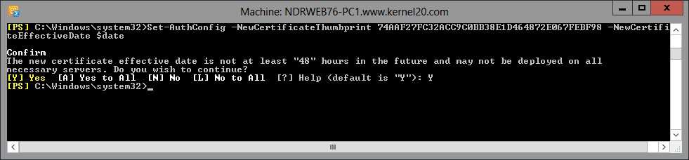 set the authentication configuration 