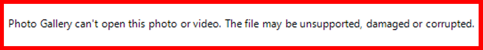 corrupt image file in Photo Gallery