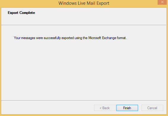 Click on Finish to exit the Export wizard