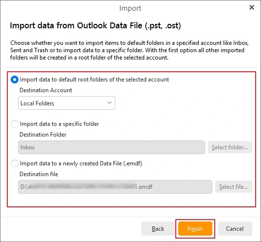 select import destination
