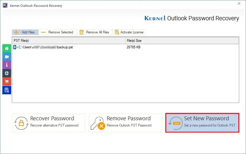 click on the Set New Password option