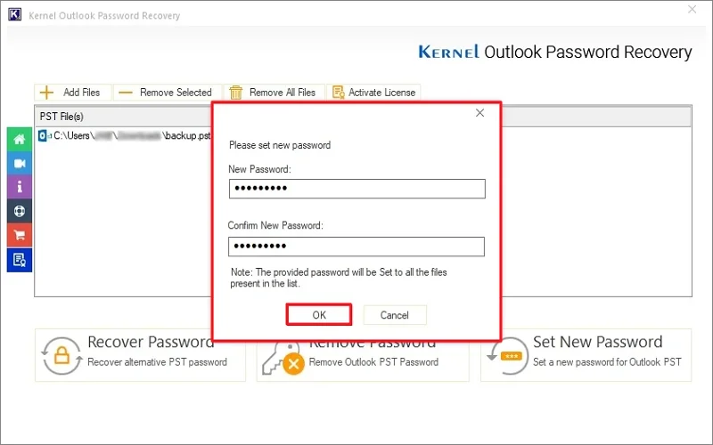 enter the New Password and Confirm New Password
