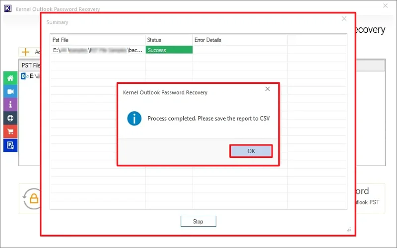 click on Save report to CSV