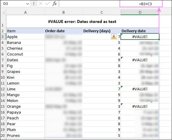 Excel typically stores dates as numeric values
