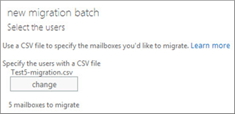 Select the mailbox to migrate