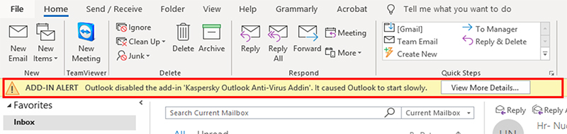 conflict between Outlook and another program