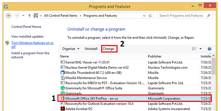 Select the MS office suite