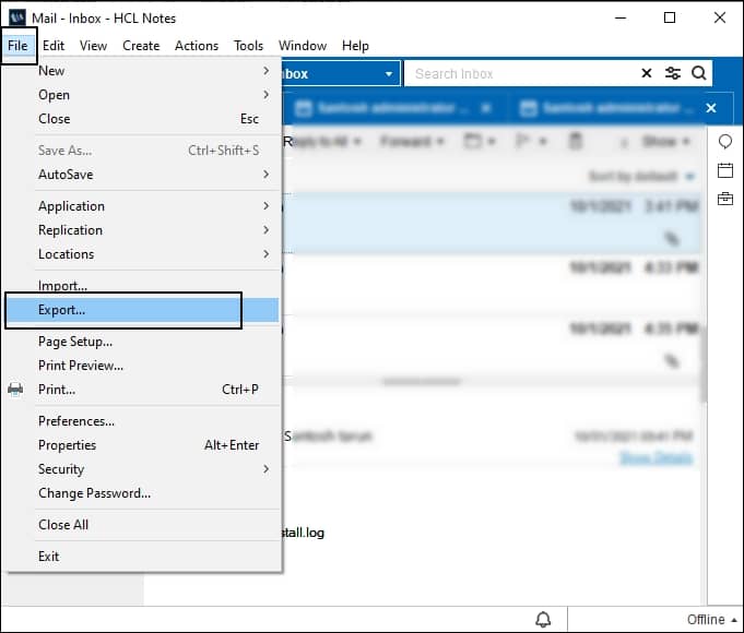 Go to File then Export option