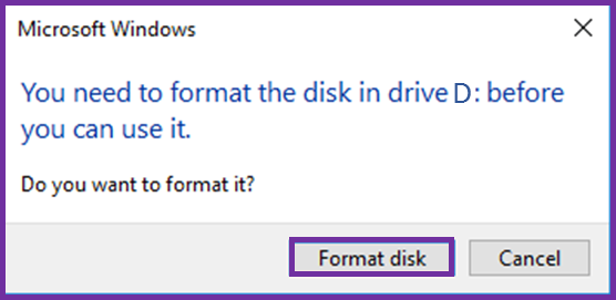 You need to format the disk in drive : before you can use it