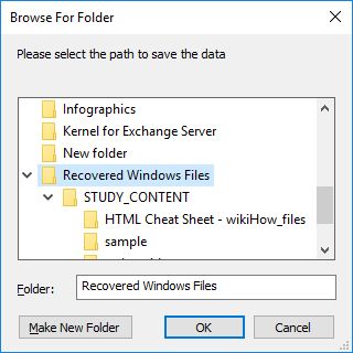 Select path to save  recovered files