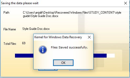 Recovered Files are successfully saved