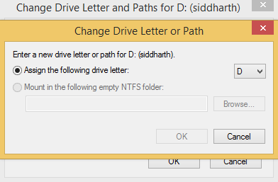 Enter new drive letter or path